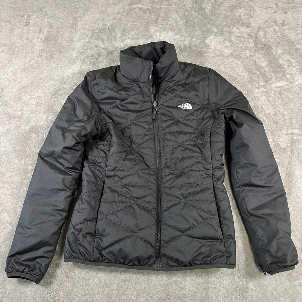 The North Face Womens Black Quilted Puffer Jacket Full Zip Lightweight Small